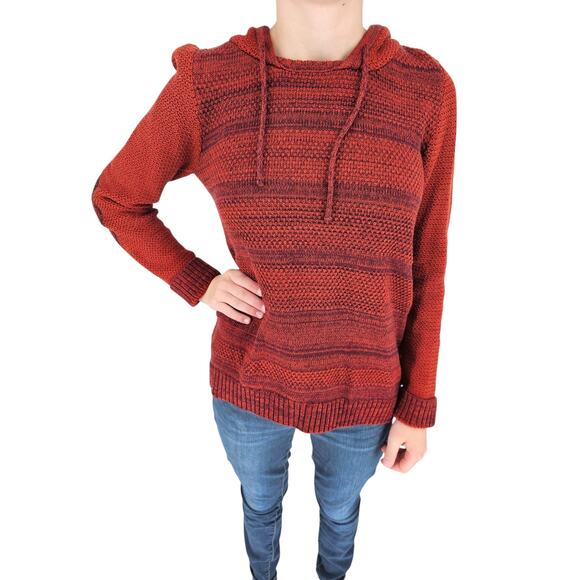 Natural Reflections Womens Sz S 100% Cotton Knit Hoodie Red Striped - Picture 3 of 7